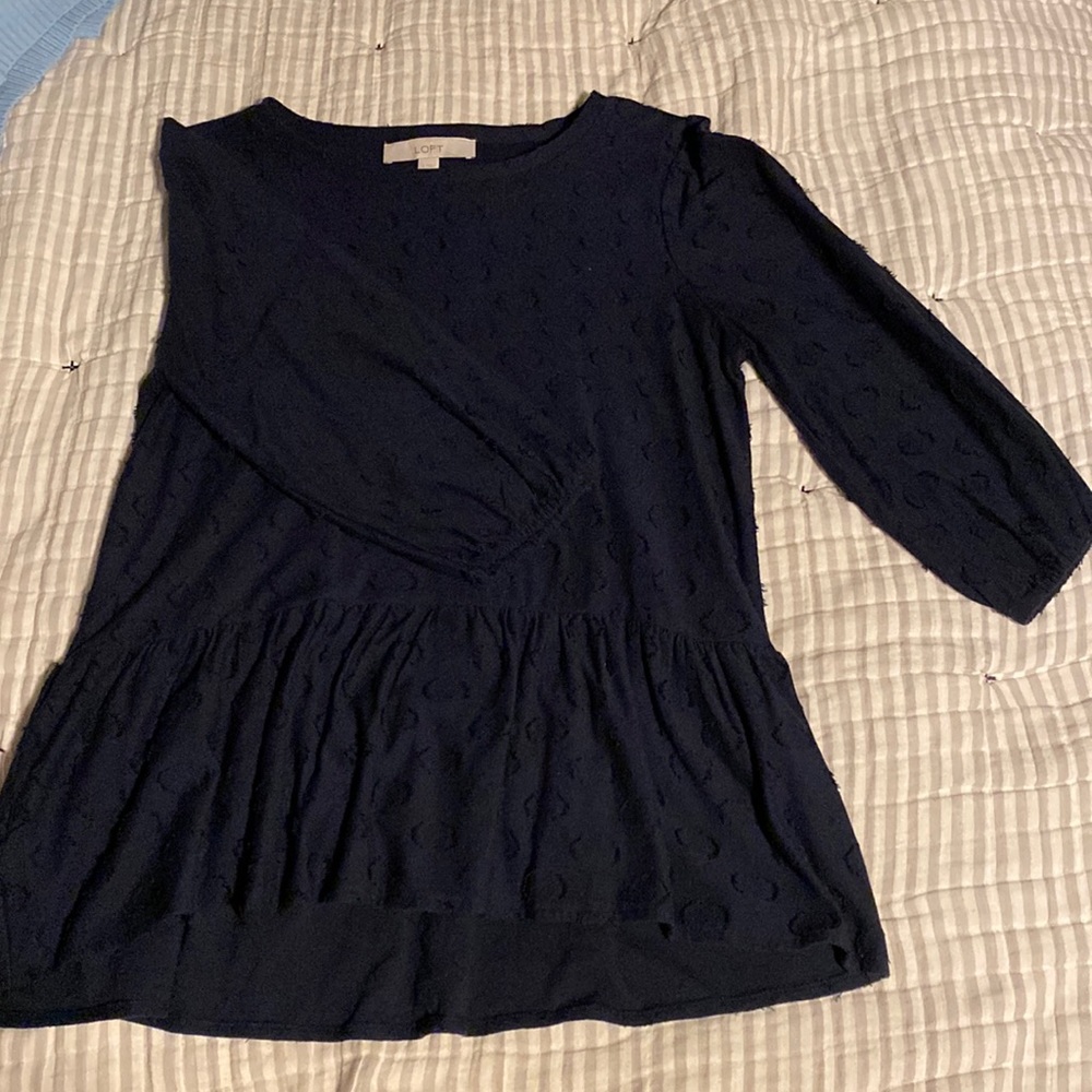 Loft Navy Blue Peplum Top